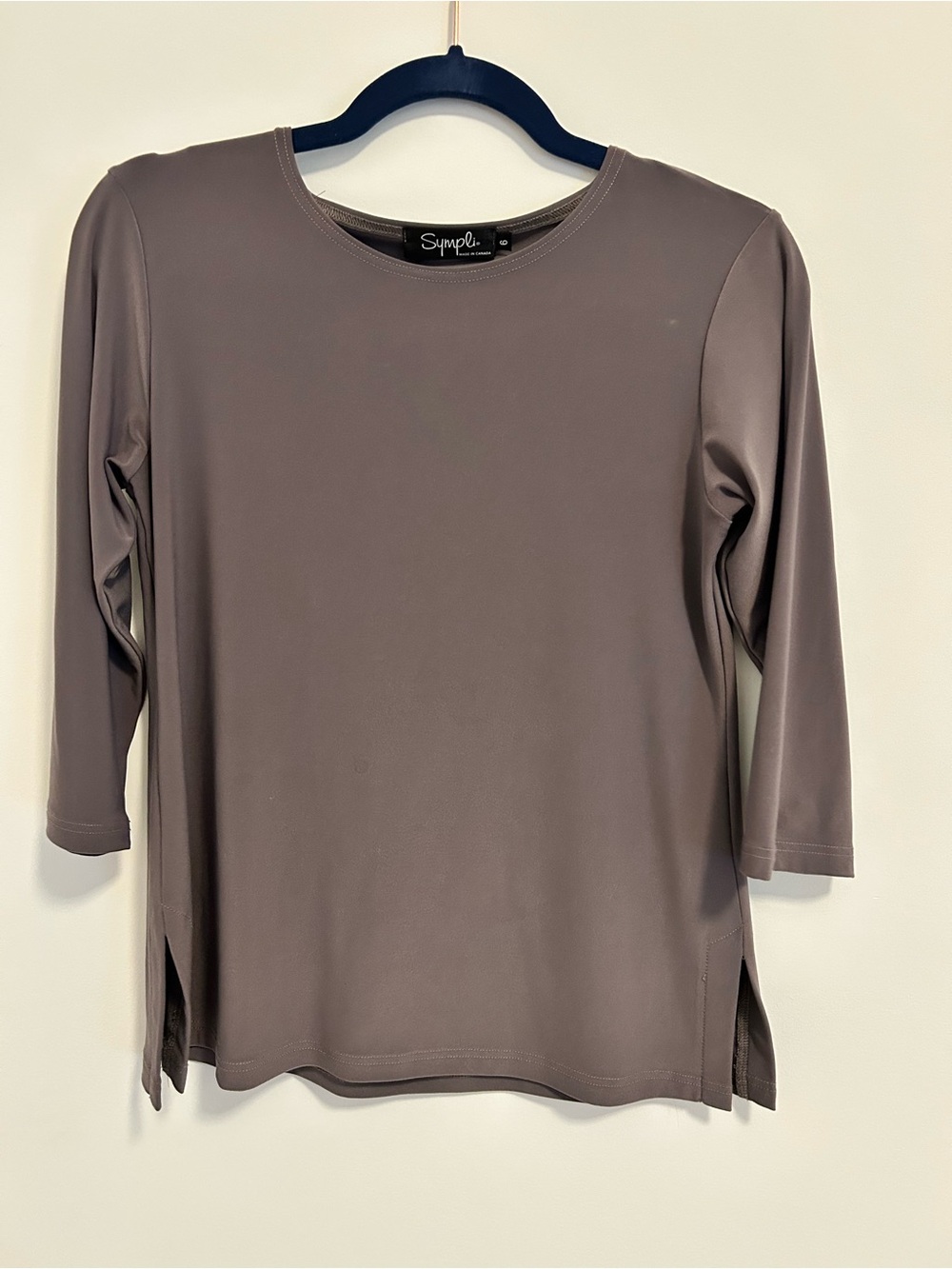 Sympli Go-Classic Taupe 3/4 Sleeve Crewneck Top